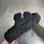 Okify Balenciaga Black Fur Slippers - 2