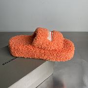 Okify Balenciaga Orange Fur Slippers - 2