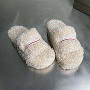 Okify Balenciaga White Fur Slippers - 1
