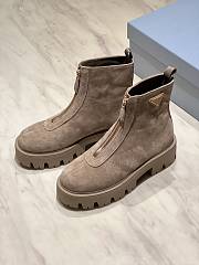 Okify Prada Beige Suede Ankle Boots - 6