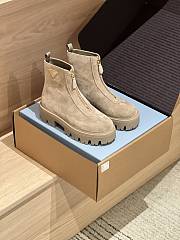 Okify Prada Beige Suede Ankle Boots - 3