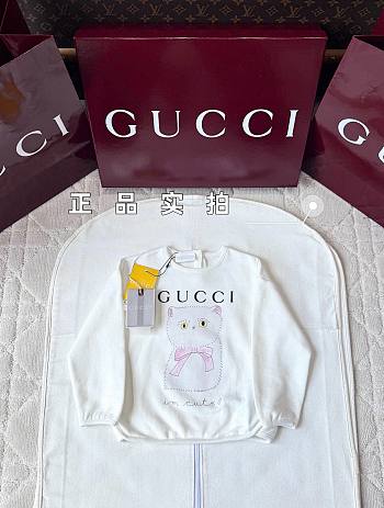 Okify Gucci Cat White Sweater For Kids 