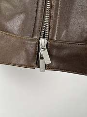 Okify Dior Brown Leather Jacket - 5