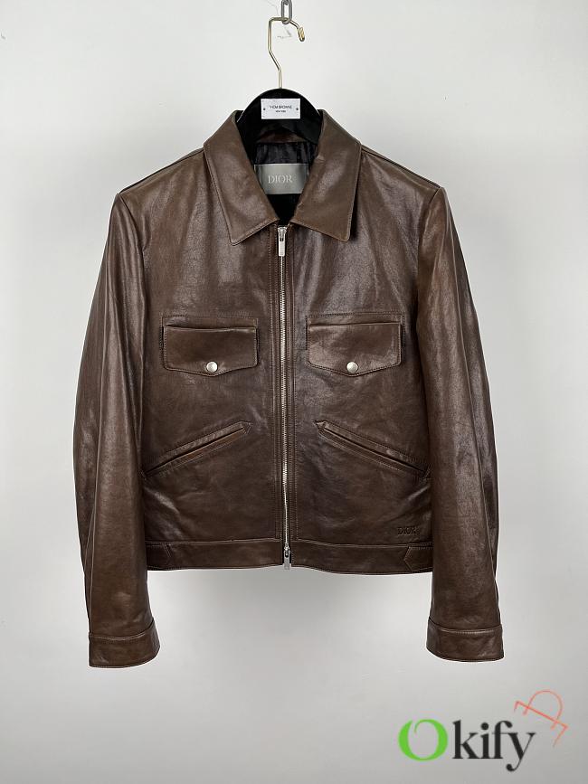 Okify Dior Brown Leather Jacket - 1