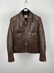 Okify Dior Brown Leather Jacket - 1
