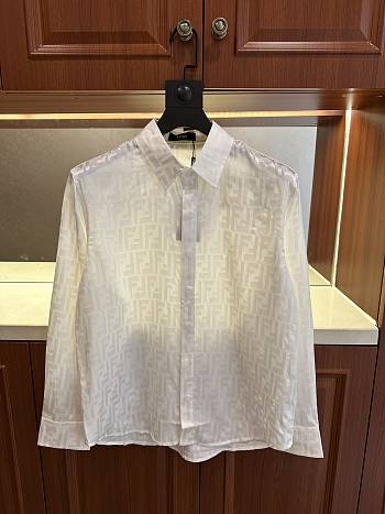 Okify Fendi White Satin Silk Cotton Shirt 
