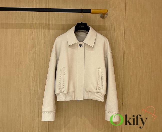 Okify Fendi Off White Leather Jacket - 1