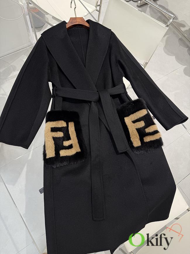 Okify Fendi Black Cashmere Long Coat  - 1