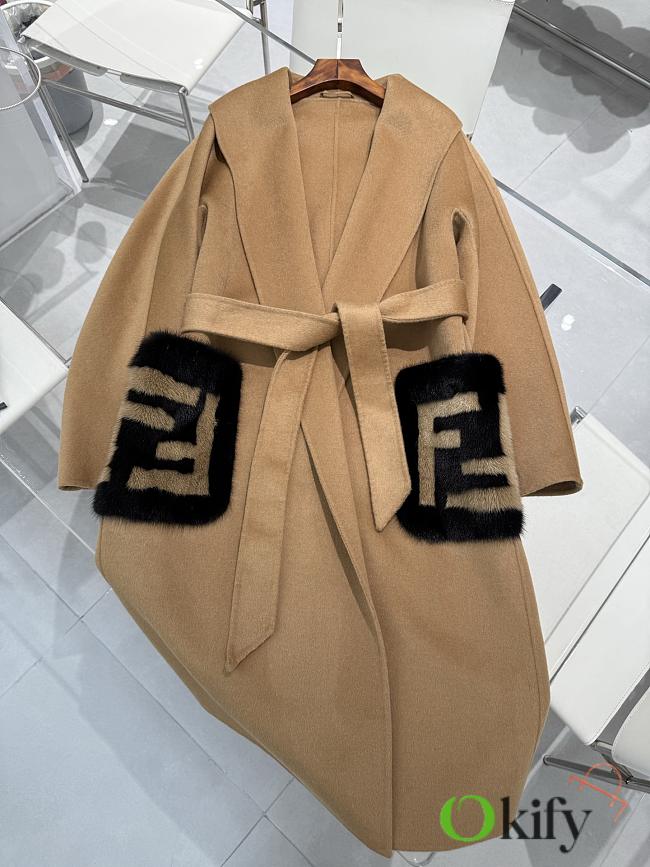 Okify Fendi Beige Cashmere Long Coat  - 1