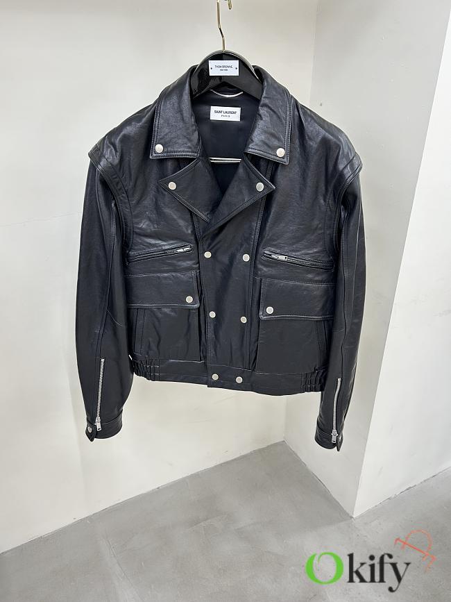 Okify YSL Black Leather Unisex Jacket  - 1