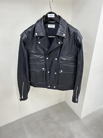 Okify YSL Black Leather Unisex Jacket 