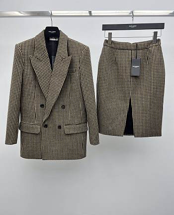 Okify YSL Set Of Plaid Suit With Skirt