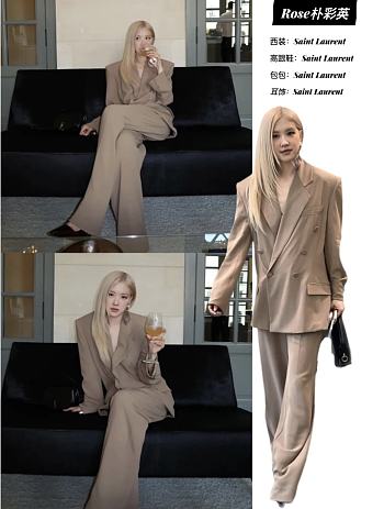 Okify YSL Set Of Beige Suit With Pants