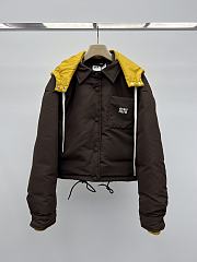 Okify MiuMiu Dark Brown Hooded Down Jacket - 1