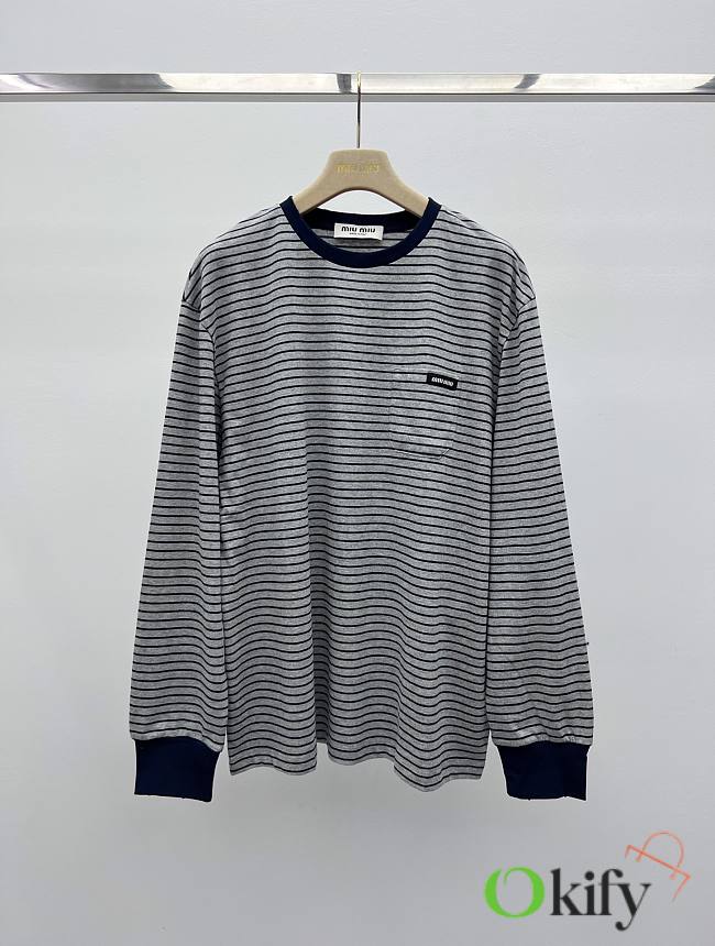 Okify MiuMiu Dark Blue Stripe Sweater - 1