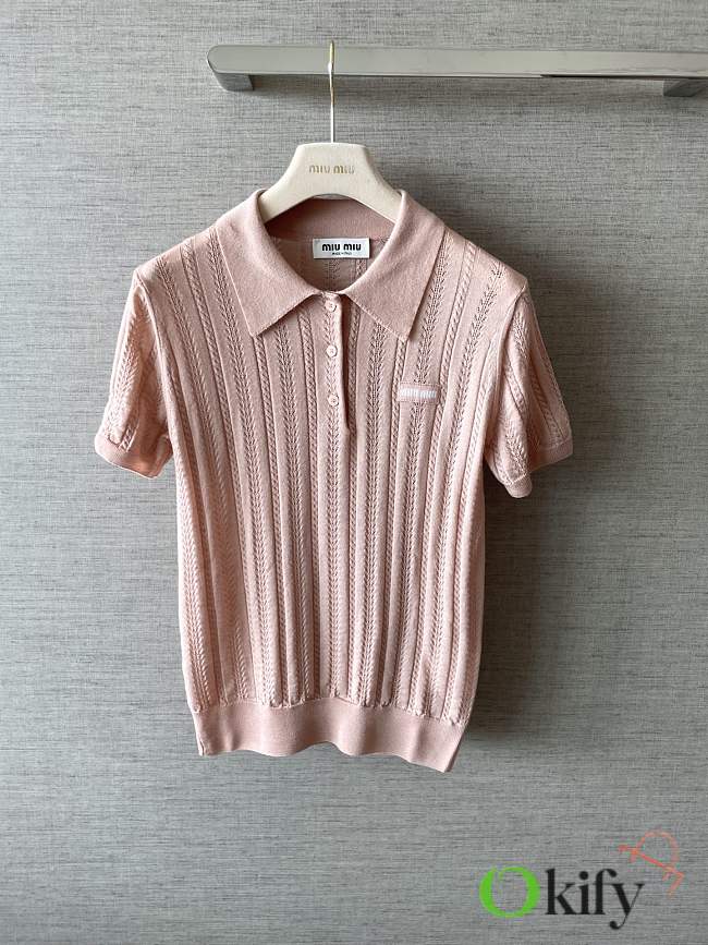 Okify MiuMiu Pink Polo Top - 1