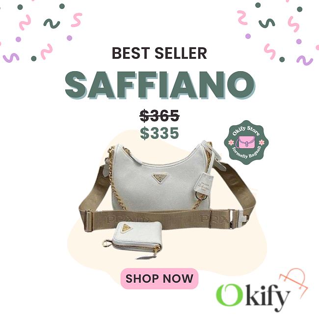 Okify Prada Re-Edition 2005 Saffiano Bag In White 1BH204 23x17x6.5cm - 1