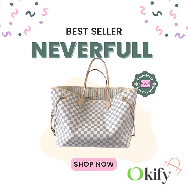 Okify Louis Vuitton Neverfull GM Damier Bag With Beige Inside 40x33x20cm - 1