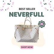 Okify Louis Vuitton Neverfull GM Damier Bag With Beige Inside 40x33x20cm - 1