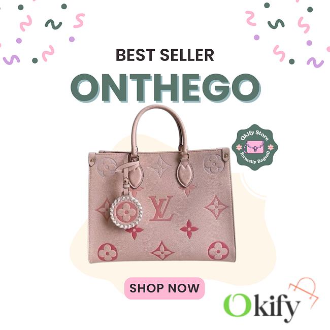 Okify Louis Vuitton OnTheGo Bag In Pink 35x27x14cm - 1