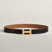Okify Hermes Gold H Buckle Reversible Belt In Black And Brown 3,2cm - 1