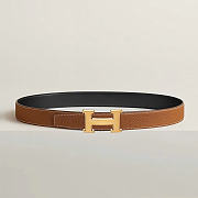 Okify Hermes Gold H Buckle Reversible Belt In Black And Brown 3,2cm - 2
