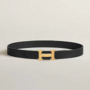 Okify Hermes Gold H Buckle Reversible Belt In Black 3,2cm - 1