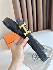 Okify Hermes Gold H Buckle Reversible Belt In Black 3,2cm - 5
