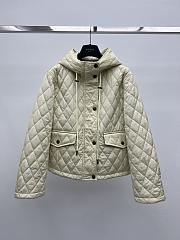 Okify Burberry White Hooded Puffer Jacket - 1