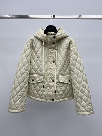Okify Burberry White Hooded Puffer Jacket