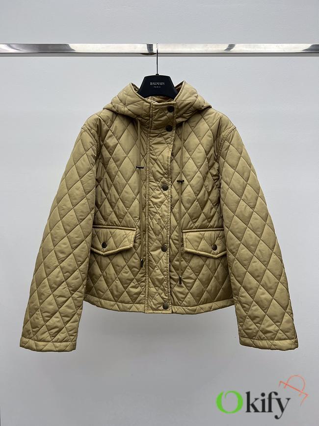 Okify Burberry Beige Hooded Puffer Jacket - 1