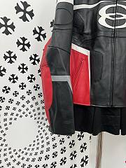 Okify Okify Balenciaga Black And Red Motorcycle Leather Jacket  - 4