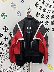 Okify Okify Balenciaga Black And Red Motorcycle Leather Jacket  - 5