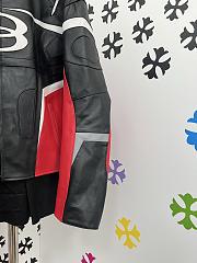 Okify Okify Balenciaga Black And Red Motorcycle Leather Jacket  - 6