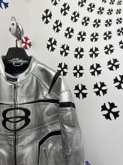 Okify Okify Balenciaga Silver Motorcycle Leather Jacket  - 5