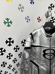 Okify Okify Balenciaga Silver Motorcycle Leather Jacket  - 2