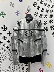 Okify Okify Balenciaga Silver Motorcycle Leather Jacket  - 1