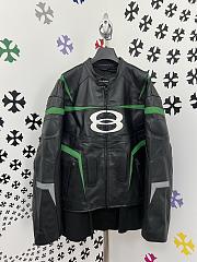 Okify Okify Balenciaga Black And Green Motorcycle Leather Jacket  - 1