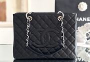 Okify CC Quilted Grand Shopping Tote In Black Caviar With Silver Hardware 33x24x13cm - 1