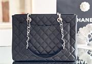 Okify CC Quilted Grand Shopping Tote In Black Caviar With Silver Hardware 33x24x13cm - 4