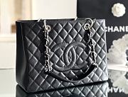 Okify CC Quilted Grand Shopping Tote In Black Caviar With Silver Hardware 33x24x13cm - 3