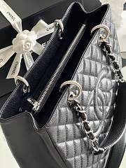 Okify CC Quilted Grand Shopping Tote In Black Caviar With Silver Hardware 33x24x13cm - 2