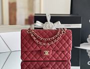 Okify CC Flap Bag In Red Caviar With Light Gold Hardware 25.5x15.5x6.5cm - 1
