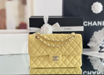 Okify CC Flap Bag In Light Yellow Caviar With Light Gold Hardware 23x14.5x6cm