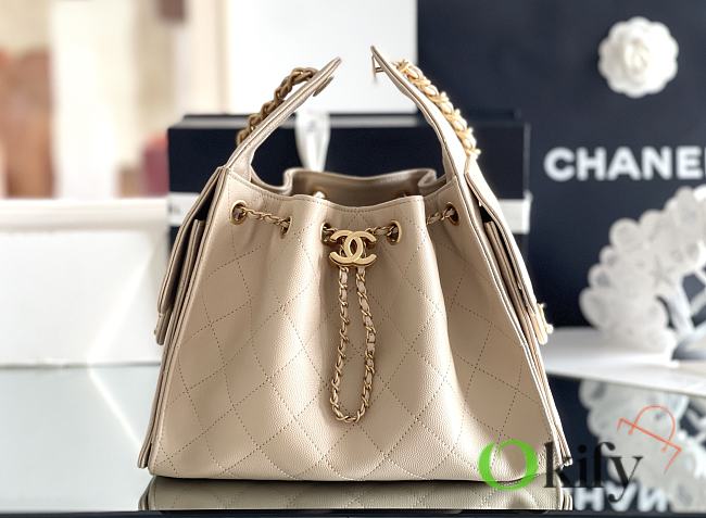 Okify CC 25 Hobo Bag In Beige 30x26x14cm - 1