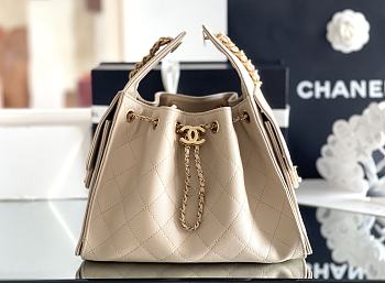 Okify CC 25 Hobo Bag In Beige 30x26x14cm