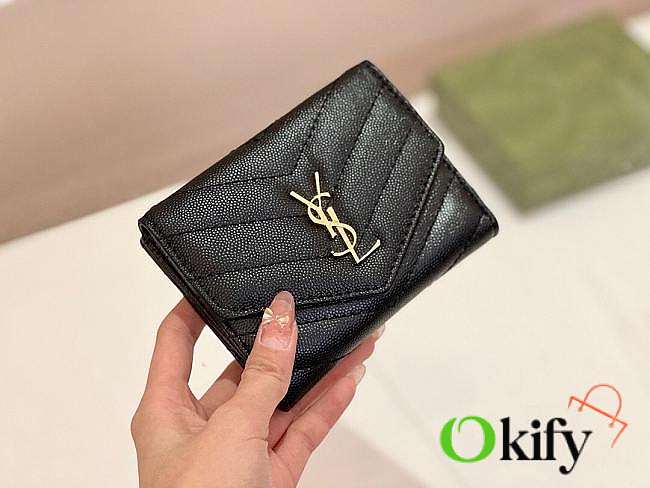 Okify YSL Envelope Black Small Wallet 11x10x2cm - 1
