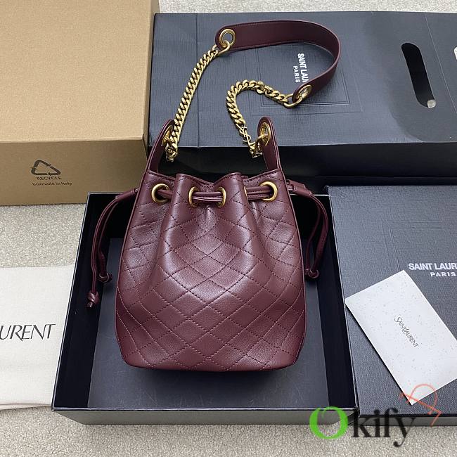 Okify YSL Cassandra Bucket Bag In Red Lambskin 15.5x11x25cm - 1