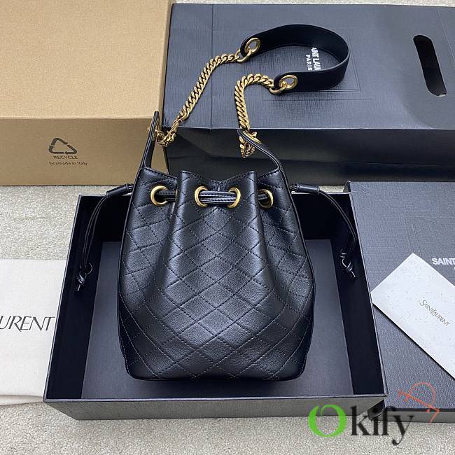 Okify YSL Cassandra Bucket Bag In Black Lambskin 15.5x11x25cm - 1