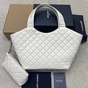 Okify YSL Icare Shopping Bag In White Lambskin 31/46x28x15.5cm - 6